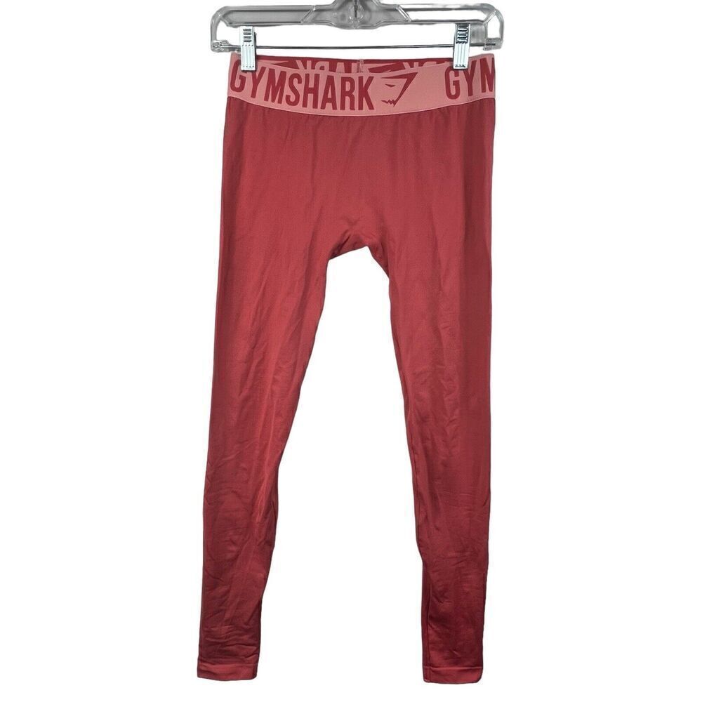 Gymshark Orange Fit Seamless Leggings Size S Spellout Waistband Coral